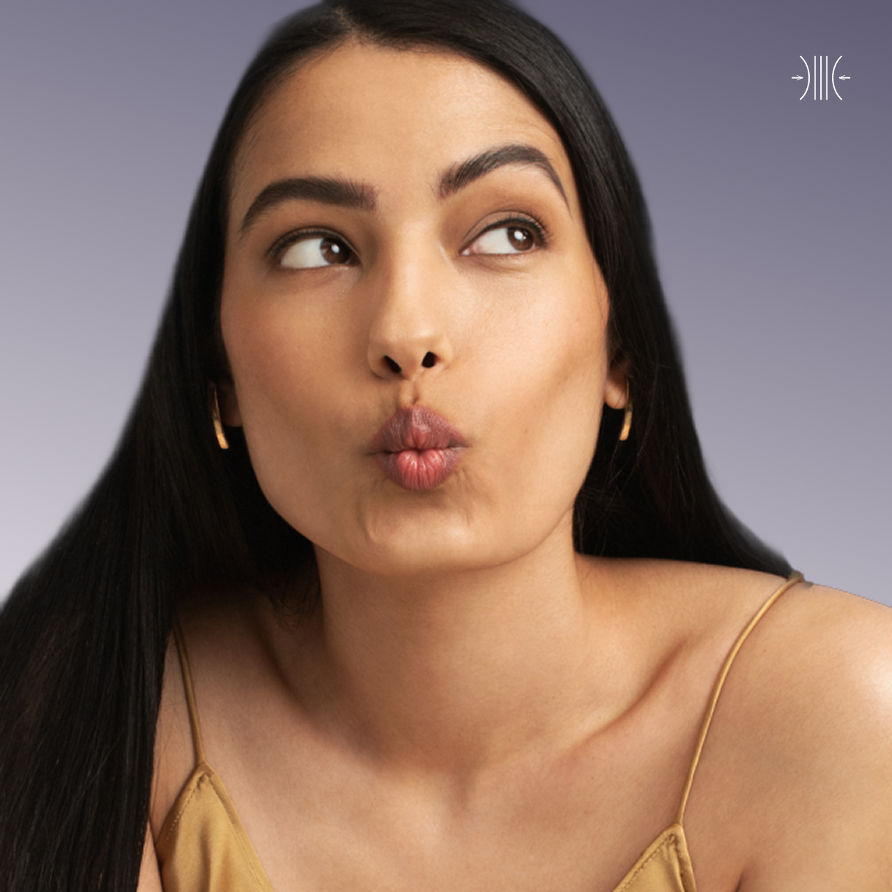 A RHA Collection patient's face puckered to show the dynamic facial filler.